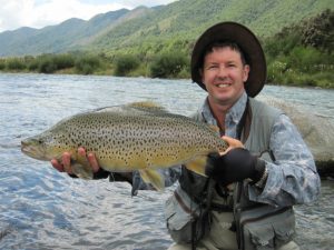 Zane Mirfin with 11lb Brown Trout