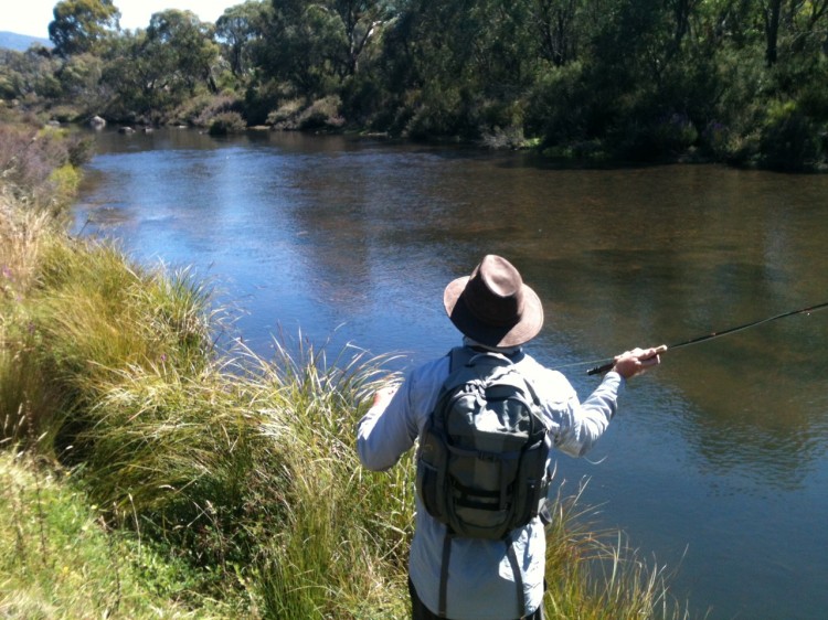The Murrumbidgee at the Outpost with hopper feeders on the bank!