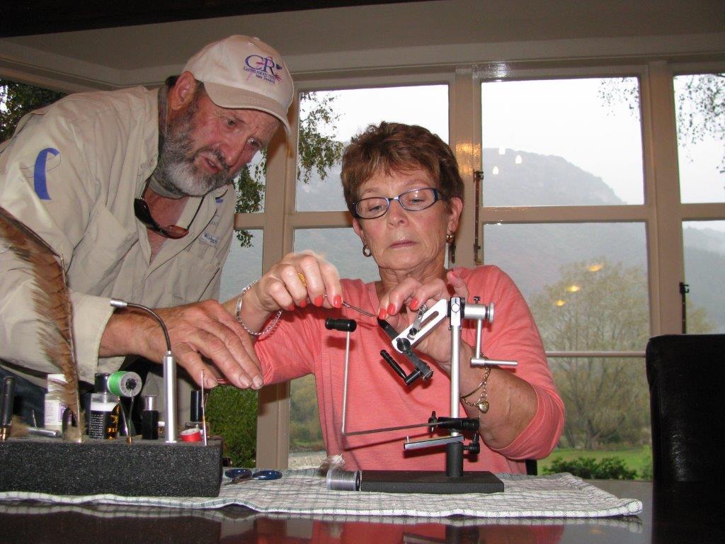 A bit of fly tying out of the weather!